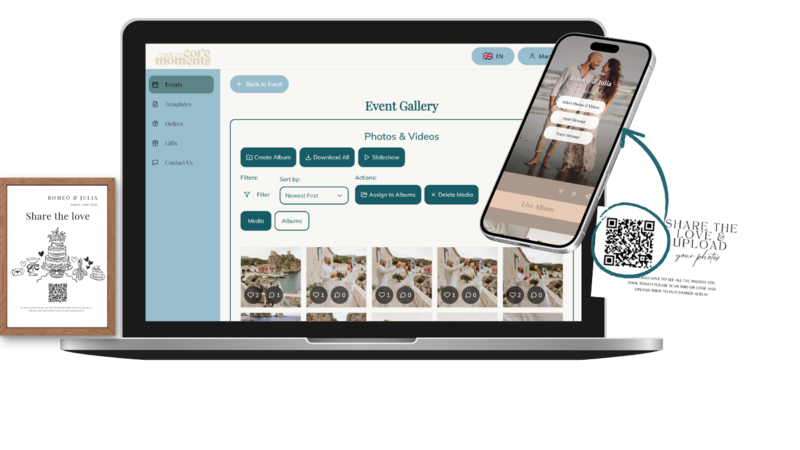 Capture Core Moments event gallery and guest upload experience